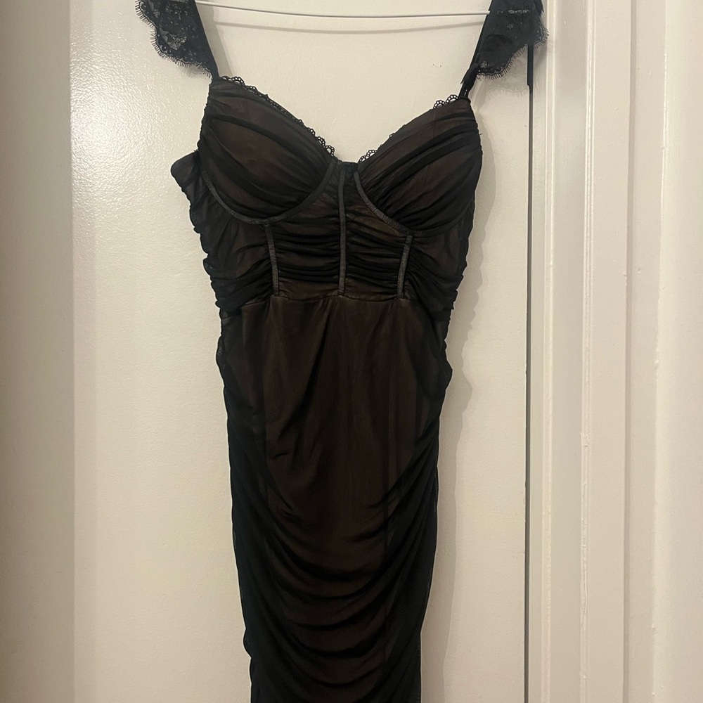Chic Black Ruched Mini Dress